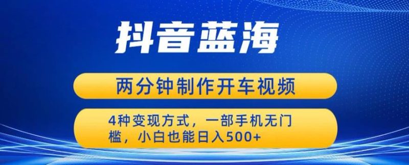 蓝海项目发布开车视频,两分钟一个作品,多种变现方式,一部手机无门槛小白也能日入500-虚拟资源库