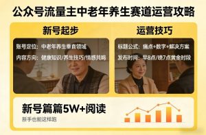 公众号流量主中老年养生赛道，新号篇篇5W+阅读，新手也能这样跑-虚拟资源库