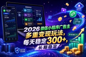 2026微信小程序广告主,多重变现玩法,每天稳定300+,长期稳定【揭秘】-虚拟资源库