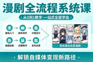漫剧全流程系统课,从0到1教学,一站式全部学会,轻松做出优质漫剧,解锁自媒体变现新路径-虚拟资源库