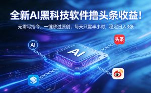 全新AI黑科技软件撸头条收益!无需写指令,一键秒过原创,每天只需半小时,稳定日入3张【揭秘】-虚拟资源库