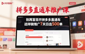 拼多多直通车推广课,别再盲目开拼多多直通车,这样做推广7天日出500单-虚拟资源库