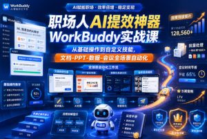 职场人AI提效神器WorkBuddy实战课，从基础操作到自定义技能，文档-PPT-数据-会议全场景自动化-虚拟资源库