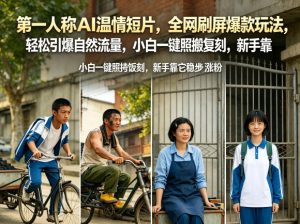 第一人称AI温情短片,全网刷屏爆款玩法,轻松引爆自然流量,小白一键照搬复刻,新手靠它稳步涨粉-虚拟资源库