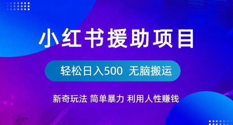 小红书援助项目新奇玩法,简单暴力,无脑搬运轻松日入500【揭秘】-虚拟资源库
