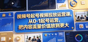 视频号起号视频投放运营课,从0-1起号运营,把内容流量价值放到更大-虚拟资源库