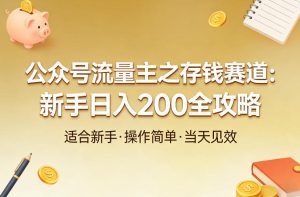 公众号流量主之存钱赛道，贴合当下需求，适合新手，一天收益2张-虚拟资源库