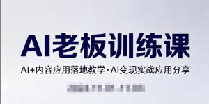 内容AI老板训练课,AI+内容应用落地教学,AI变现的实战应用分享-虚拟资源库