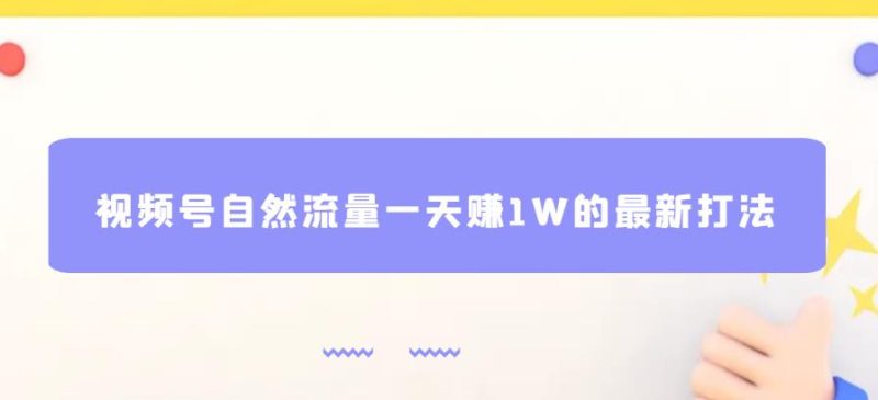 视频号自然流量一天赚1W的最新打法，基本0投资【揭秘】-虚拟资源库