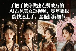 手把手教你做出点赞破万的AI古风美女短视频,零基础也能快速上手,全程拆解细节-虚拟资源库