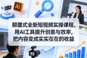 颠覆式全新短视频实操课程,用AI工具提升创意与效率,把内容变成实实在在的收益-虚拟资源库