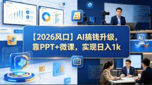【2026风口】AI搞钱升级,靠PPT+微课,实现日入1k-虚拟资源库