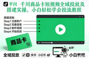 千川商品卡短视频全域投放及搭建实操,小白轻松学会投流教程(更新26年4月)-虚拟资源库
