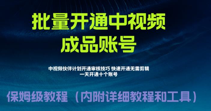 外面收费1980的暴力开通中视频计划教程，内附详细的快速通过中视频伙伴计划的办法-虚拟资源库