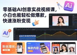 零基础AI创意实战视频课，小白也能轻松做爆款，快速涨粉变现-虚拟资源库