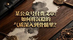 某公众号付费文章:如何将沉稳的气质深入到骨髓里?-虚拟资源库