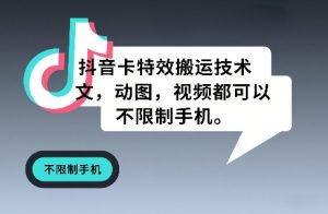 抖音卡特效搬运技术，图文，动图，视频都可以，不限制手机-虚拟资源库