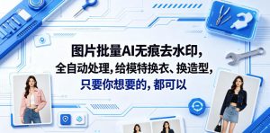 图片批量AI无痕去水印，全自动处理，给模特换衣、换造型，只要你想要的，都可以(软件+视频教程)-虚拟资源库