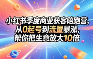 小红书季度商业获客陪跑营，从0起号到流量暴涨，帮你把生意放大10倍-虚拟资源库