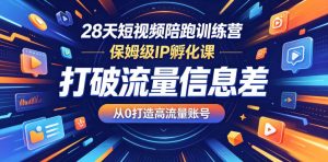 28天短视频陪跑训练营,保姆级IP孵化课,打破流量信息差,从0打造高流量账号-虚拟资源库