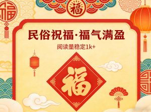 公众号流量主之民俗祝福赛道,选题不愁,结构固定,阅读稳定1w+-虚拟资源库