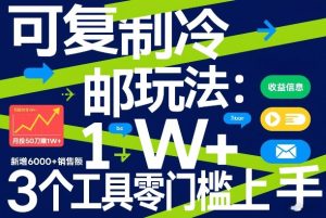 可复制冷邮件玩法：月投50刀賺1W+，新增6000+销售额，3个工具零门槛上手-虚拟资源库
