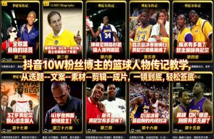 抖音10W粉丝博主的篮球人物传记教学，从选题–文案–素材–剪辑–成片，一镜到底，轻松签约精选独家-虚拟资源库