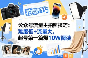 公众号流量主之拍照技巧赛道，难度低+流量大，起号第一篇就爆了10w阅读-虚拟资源库