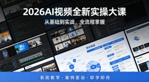 2026AI视频全新实操大课,从基础到实战,全流程掌握,系统教学·案例驱动·即学即用-虚拟资源库