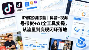 IP创富训练营｜抖音+视频号带货+AI全工具实操，从流量到变现闭环落地-虚拟资源库