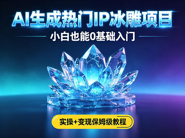 AI生成热门ip冰雕项目，小白也能0基础入门，实操+变现保姆级教程