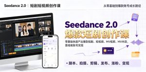 Seedance 2.0短剧短视频创作课,零基础快速产出爆款短剧、短视频、MV内容,落地做账号实现变现-虚拟资源库