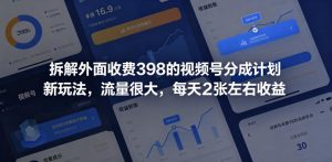 拆解外面收费398的视频号分成计划新玩法,流量很大,每天2张左右收益-虚拟资源库
