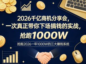 2026千亿商机分享会,一次真正带你下场搞钱的实战,抢跑2026一年1000W的三大賺钱系统-虚拟资源库
