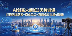AI创富火箭班3天特训课，打通同城获客+商业风口+直播成交全增长链路，2026年4月新课-虚拟资源库