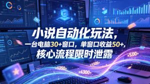 小说挂G自动化玩法，一台电脑30+窗口，单窗口收益50+，核心流程限时泄露【揭秘】-虚拟资源库