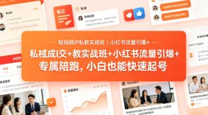 短视频IP私教实战班|小红书流量引爆+私域成交+带徒盈利,专属陪跑,小白也能快速起号-虚拟资源库