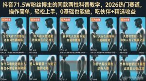 抖音71.5W粉丝博主的同款两性科普教学,2026热门赛道,操作简单,轻松上手,0基础也能做,吃伙伴+精选收益-虚拟资源库