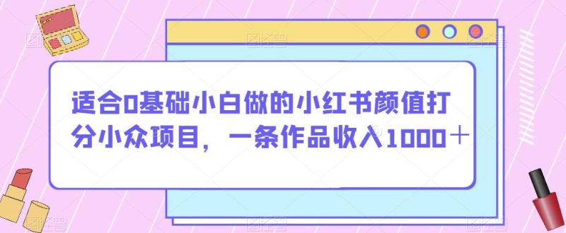 适合0基础小白做的小红书颜值打分小众项目，一条作品收入1000＋【揭秘】-虚拟资源库