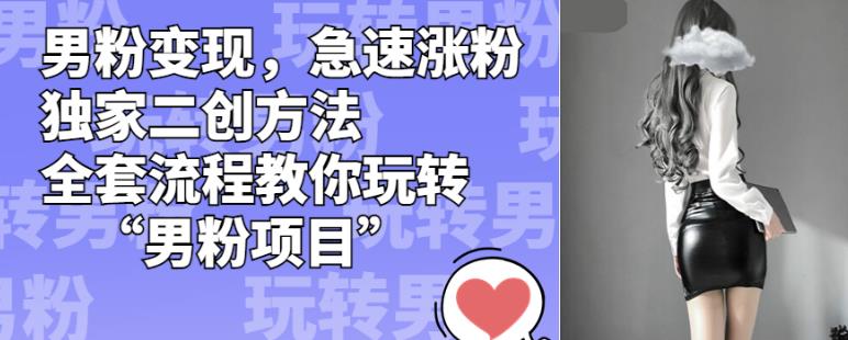 男粉变现,急速涨粉独家二创方法,全套流程教你玩转“男粉项目”【揭秘】-虚拟资源库