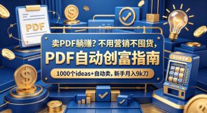 卖PDF躺賺?不用营销不囤货,PDF自动创富指南,1000个ideas+自动卖,新手月入9k刀【原创双语字幕】-虚拟资源库