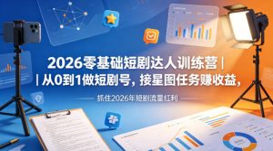 2026零基础短剧达人训练营｜从0到1做短剧号，接星图任务賺收益，抓住2026年短剧流量红利-虚拟资源库