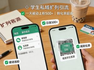 学生私域扩列引流,一天被动上粉500+,转化率超高-虚拟资源库
