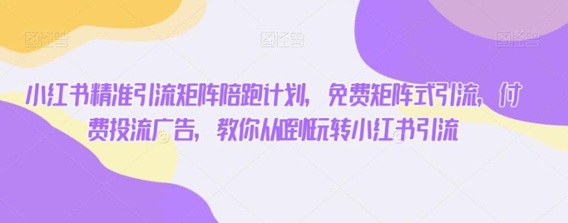 小红书精准引流矩阵陪跑计划,免费矩阵式引流,付费投流广告,教你从0到1玩转小红书引流-虚拟资源库