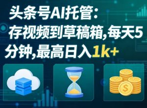 头条号AI托管,我存视频到你草稿箱,每天5分钟,最高日入1k+【揭秘】-虚拟资源库