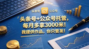 头条号+公众号托管，每月多拿3000米！我提供作品，你只管发！【揭秘】-虚拟资源库