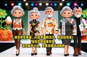 银发养生赛道,AI走秀圈粉百万,粉丝粘性高,轻松实现流量变现,适合新手小白,全套流程玩法解析-虚拟资源库