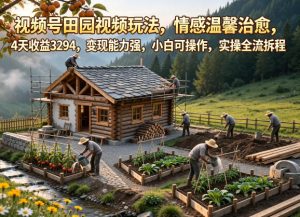视频号田园视频玩法，情感温馨治愈，4天收益3294，变现能力强，小白可操作，实操全流程拆解-虚拟资源库
