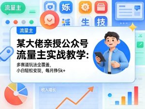 某大佬亲授公众号流量主实战教学:多赛道玩法全覆盖,小白轻松变现,每月多挣5k+-虚拟资源库