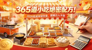 365道小吃绝密配方!2026低成本轻创业,摆摊日入不愁-虚拟资源库